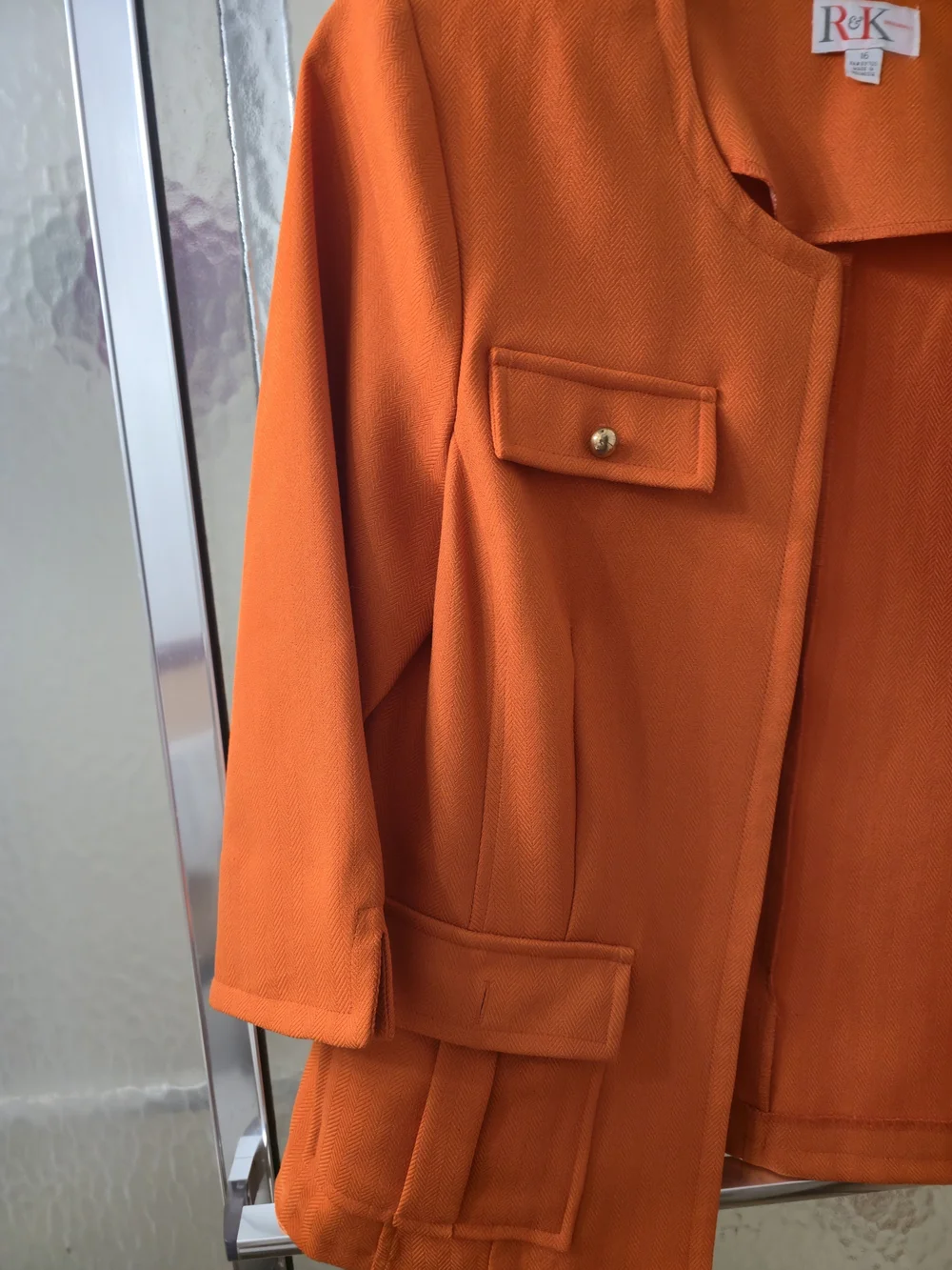 Preowned, R&K Originals Orange Collarless Pocket Blazer for Women. Sz 16. $45.